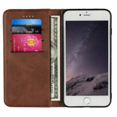 Apple iPhone 7 Plus (8 Plus) „Split“ sērijas tumši brūns atvērams maciņš, maks | Vacins.lv