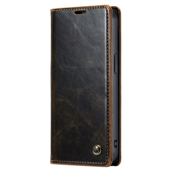„CaseMe“ Leather solīds atvēramais ādas maciņš - brūns (iPhone 13)