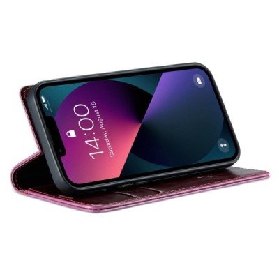 Apple iPhone 13 „CaseMe“ Leather solīds atvēramais ādas bordo maciņš - maks | Vacins.lv