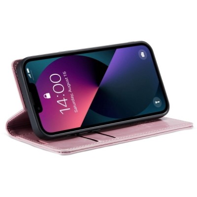 Apple iPhone 13 „CaseMe“ Leather solīds atvēramais ādas rozs maciņš - maks | Vacins.lv