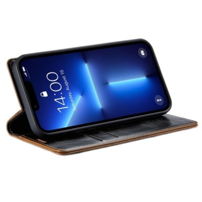 Apple iPhone 13 Pro „CaseMe“ Leather solīds atvēramais ādas brūns maciņš - maks | Vacins.lv