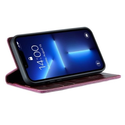 Apple iPhone 13 Pro „CaseMe“ Leather solidus atverčiamas bordo odinis dėklas - knygutė | Priedai.lt