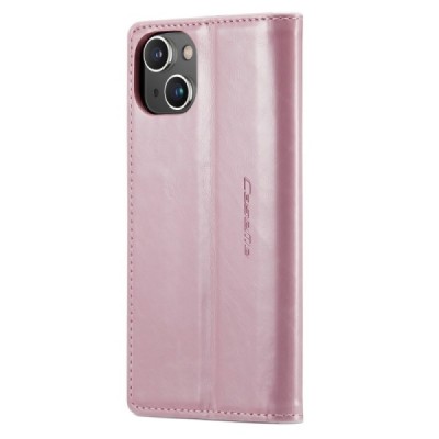 Apple iPhone 14 Plus „CaseMe“ Leather solīds atvēramais ādas rozs maciņš - maks | Vacins.lv