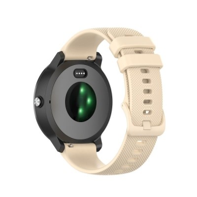 Išmaniojo laikrodžio (Samsung Galaxy Watch 4 / 5, Garmin) kieto silikono (TPU) smėlio spalvos apyrankė | Priedai.lt