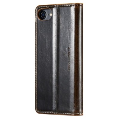 Apple iPhone 7 (iPhone 8) „CaseMe“ Leather solidus atverčiamas rudas odinis dėklas - knygutė | Priedai.lt