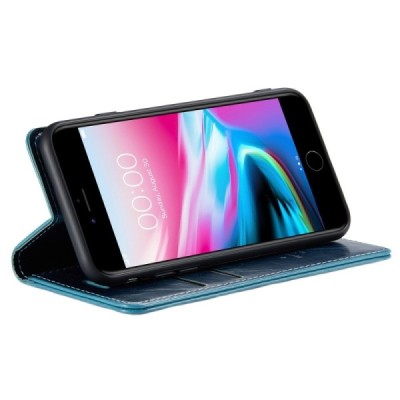 Apple iPhone 7 (iPhone 8) „CaseMe“ Leather solīds atvēramais ādas zils maciņš - maks | Vacins.lv