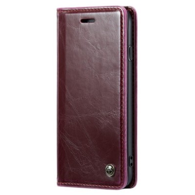 Apple iPhone 7 (iPhone 8) „CaseMe“ Leather solidus atverčiamas bordo odinis dėklas - knygutė | Priedai.lt