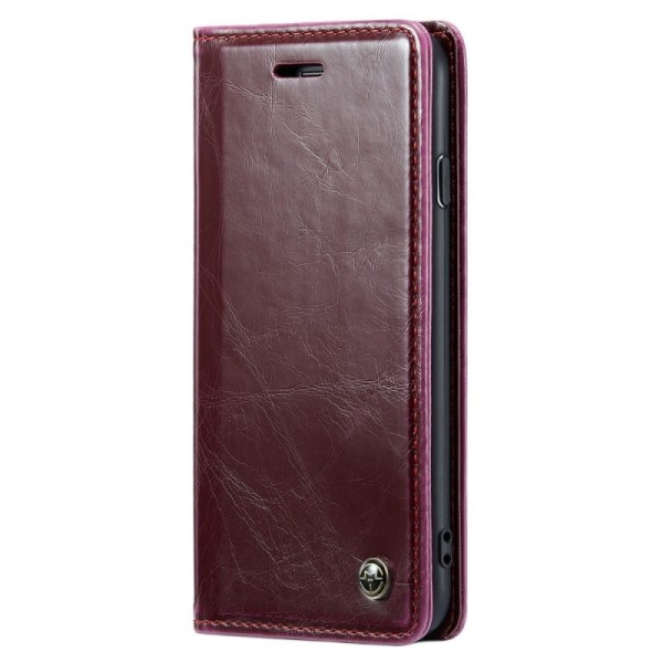 „CaseMe“ Leather solīds atvēramais ādas maciņš - bordo (iPhone 6 / 7 / 8 / SE 2020 / SE 2022)