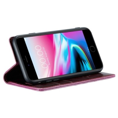 Apple iPhone 7 (iPhone 8) „CaseMe“ Leather solīds atvēramais ādas bordo maciņš - maks | Vacins.lv