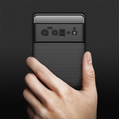 Google Pixel 6 Pro „Carbon“ cieta silikona (TPU) melns vāciņš | Vacins.lv