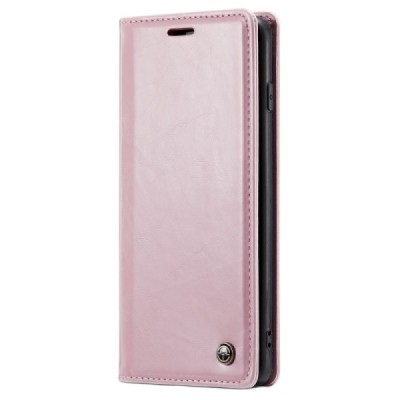 Samsung Galaxy S10 (G973) „CaseMe“ Leather solīds atvēramais ādas rozs maciņš - maks | Vacins.lv