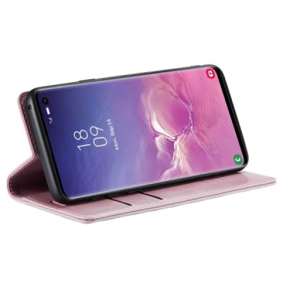 Samsung Galaxy S10 (G973) „CaseMe“ Leather solīds atvēramais ādas rozs maciņš - maks | Vacins.lv