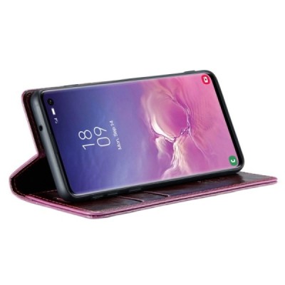 Samsung Galaxy S10 (G973) „CaseMe“ Leather solīds atvēramais ādas bordo maciņš - maks | Vacins.lv