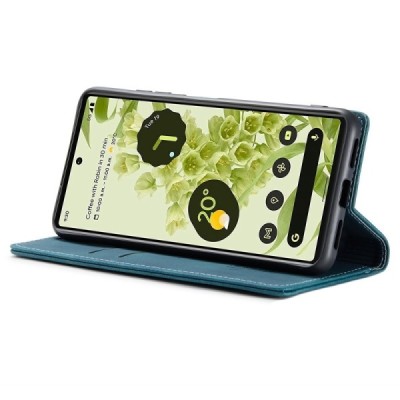 Google Pixel 6 CaseMe Retro solīds atvēramais ādas zaļš maciņš - maks | Vacins.lv