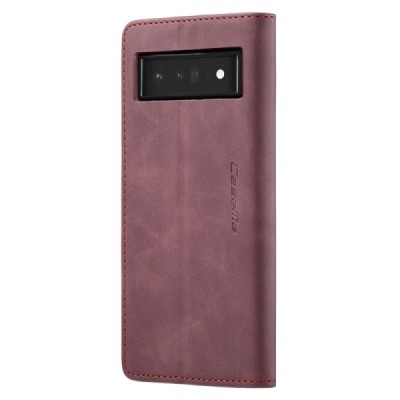 Google Pixel 6 Pro CaseMe Retro solīds atvēramais ādas bordo maciņš - maks | Vacins.lv