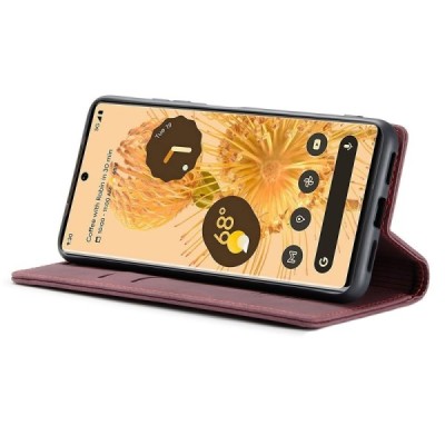 Google Pixel 6 Pro CaseMe Retro solīds atvēramais ādas bordo maciņš - maks | Vacins.lv