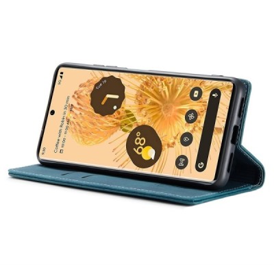 Google Pixel 6 Pro CaseMe Retro solīds atvēramais ādas zaļš maciņš - maks | Vacins.lv