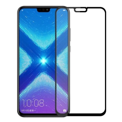 Huawei Honor 8X „Mofi“ 9H Tempered Glass sustiprintos apsaugos juodas pilnai dengiantis apsauginis ekrano stiklas 0,26 mm | Prie