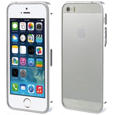 Stilīgs sudraba Apple iPhone 5 / 5S rāmis - sānu apmale (bamperis) / Vacins.lv