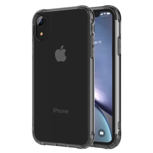 „Leeu“ sustiprintos apsaugos kieto silikono skaidrus (TPU) dėklas - pilkas (iPhone Xr)