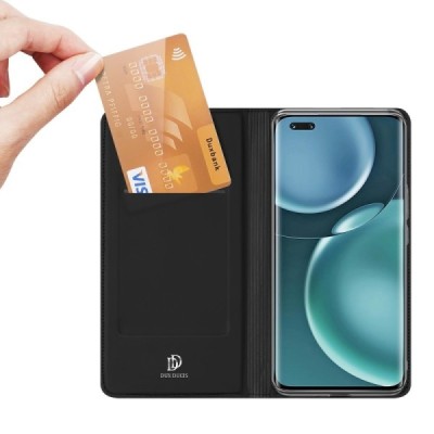 Huawei Honor Magic4 Pro „Dux Ducis“ Skin sērijas melns ādas atvērams maciņš | Vacins.lv