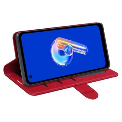 Asus Zenfone 9 (AI2202) atverčiamas raudonas odinis dėklas - piniginė | Priedai.lt