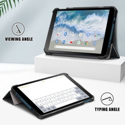 Nokia T10 8" atverčiamas juodas odinis dėklas - knygutė | Priedai.lt