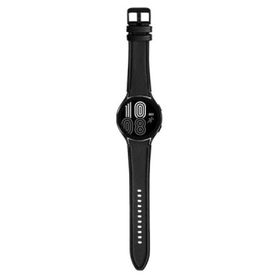 Leather viedā pulksteņa (Samsung Galaxy Watch 4 / 4 Classic) ādas siksniņa - melns | Vacins.lv