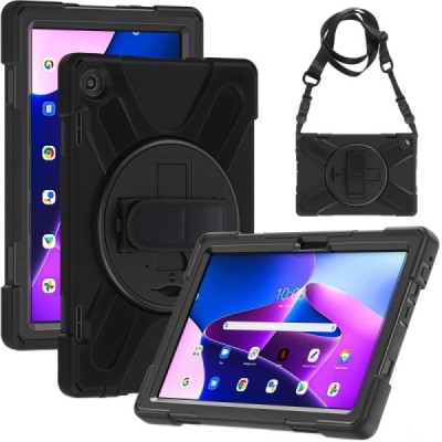 Lenovo Tab M10 10.1" Gen 3 (TB-328XU, TB-328FU) pastiprinātas aizsardzības melns (360°) apvalks, vaciņš | Vacins.lv