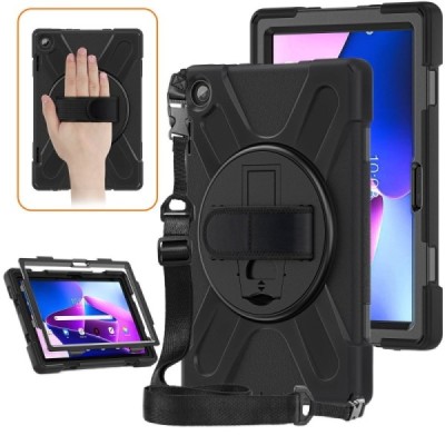 Lenovo Tab M10 10.1" Gen 3 (TB-328XU, TB-328FU) pastiprinātas aizsardzības melns (360°) apvalks, vaciņš | Vacins.lv