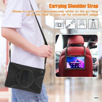 Lenovo Tab M10 10.1" Gen 3 (TB-328XU, TB-328FU) pastiprinātas aizsardzības melns (360°) apvalks, vaciņš | Vacins.lv