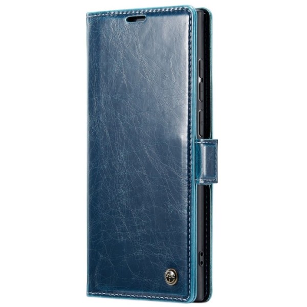 „CaseMe“ Leather solīds atvēramais ādas maciņš - zils (Galaxy S23 Ultra)