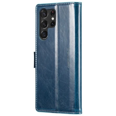 Samsung Galaxy S23 Ultra (SM-S918) solīds atvēramais ādas zils maciņš - maks | Vacins.lv