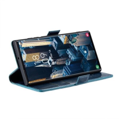 Samsung Galaxy S23 Ultra (SM-S918) solīds atvēramais ādas zils maciņš - maks | Vacins.lv