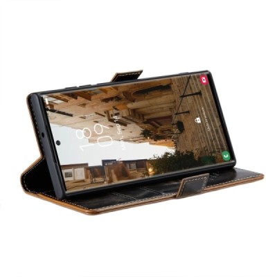 Samsung Galaxy S23 Ultra (SM-S918) solīds atvēramais ādas brūns maciņš - maks | Vacins.lv