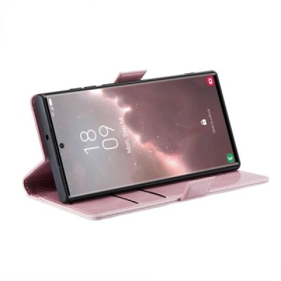 Samsung Galaxy S23 Ultra (SM-S918) solīds atvēramais ādas rozs maciņš - maks | Vacins.lv