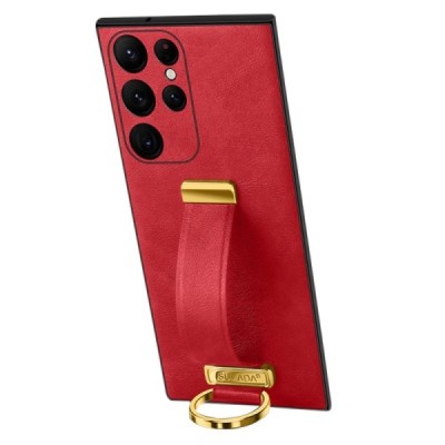 „Sulada“ Leather Kickstand Samsung Galaxy S23 Ultra (SM-S918) sarkans ādas apvalks | Vacins.lv
