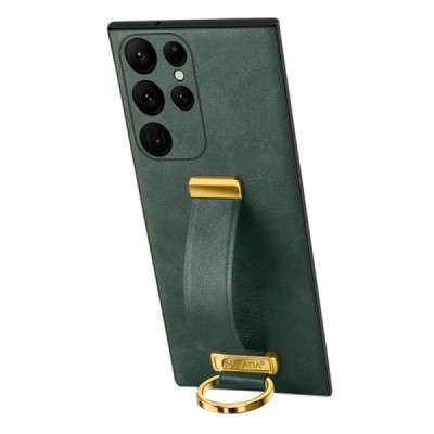 „Sulada“ Leather Kickstand Samsung Galaxy S23 Ultra (SM-S918) zaļš ādas apvalks | Vacins.lv