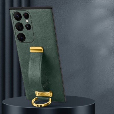 „Sulada“ Leather Kickstand Samsung Galaxy S23 Ultra (SM-S918) zaļš ādas apvalks | Vacins.lv