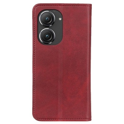 Asus Zenfone 9 (AI2202) „Split“ raudonas odinis atverčiamas dėklas - knygutė | Priedai.lt