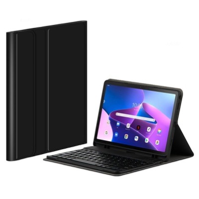 Lenovo Tab M10 Plus 10.6" Gen 3 ādas atvēramais melns futrālis ar bluetooth tastatūra | Vacins.lv