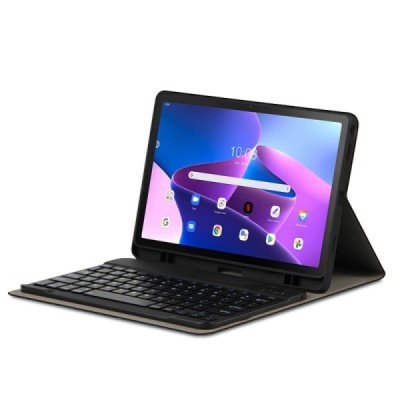Lenovo Tab M10 Plus 10.6" Gen 3 atverčiamas juodas odinis dėklas su bluetooth belaide klaviatūra | Priedai.lt
