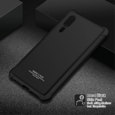 Huawei P20 Imak Silky pastiprinātas aizsardzības cieta silikona (TPU) melns vāciņš + ekrāna aizsargplēve | Vacins.lv