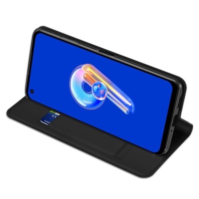 Asus Zenfone 9 (AI2202) „Dux Ducis“ Skin sērijas melns ādas atvērams maciņš | Vacins.lv