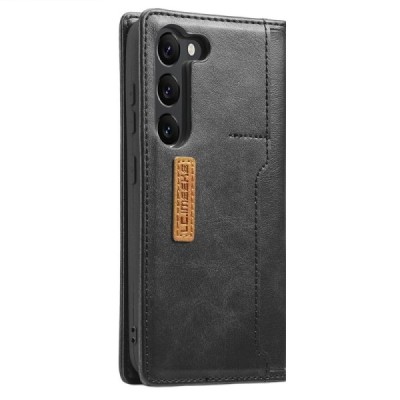 Samsung Galaxy S23+ (SM-S916) „Lc.Imeeke“ melns ādas atvērams maciņš | Vacins.lv