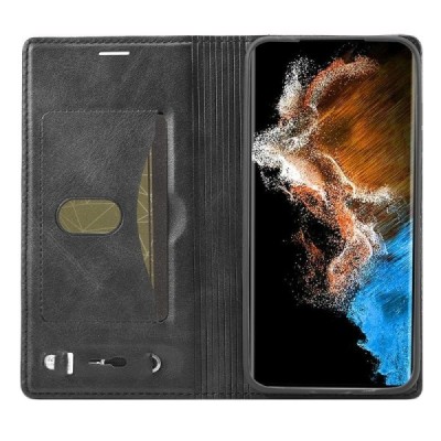 Samsung Galaxy S23+ (SM-S916) „Lc.Imeeke“ melns ādas atvērams maciņš | Vacins.lv