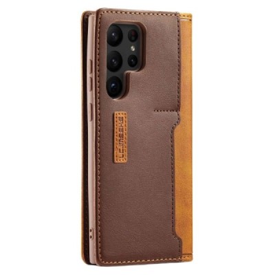 Samsung Galaxy S23 Ultra (SM-S918) „Lc.Imeeke“ brūns ādas atvērams maciņš | Vacins.lv