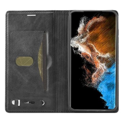 Samsung Galaxy S23 (SM-S911) „Lc.Imeeke“ melns ādas atvērams maciņš | Vacins.lv