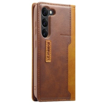 Samsung Galaxy S23+ (SM-S916) „Lc.Imeeke“ brūns ādas atvērams maciņš | Vacins.lv