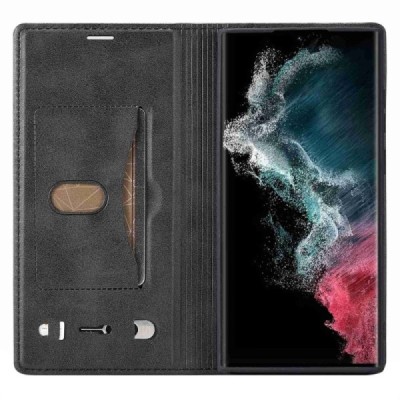 Samsung Galaxy S23 Ultra (SM-S918) „Lc.Imeeke“ melns ādas atvērams maciņš | Vacins.lv